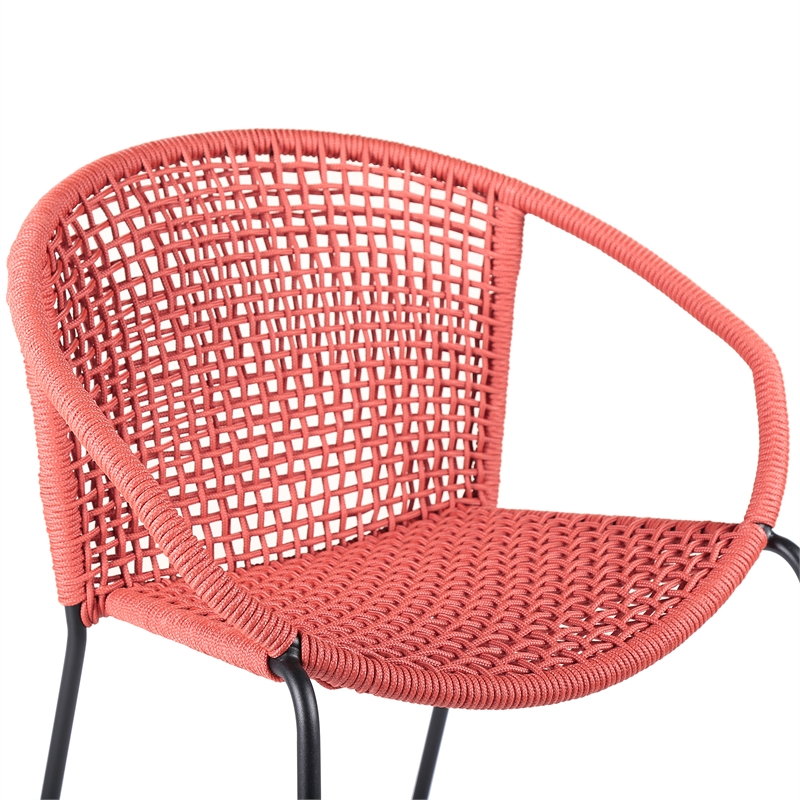 Armen Living Snack Fabric In-Outdoor Dining Chair in Brick Red/Black (Set of 2)