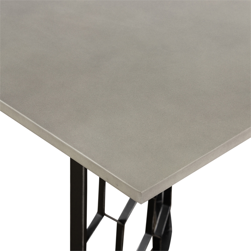 Armen Living Solange Rectangular Metal & Concrete Dining Table in Black/Gray