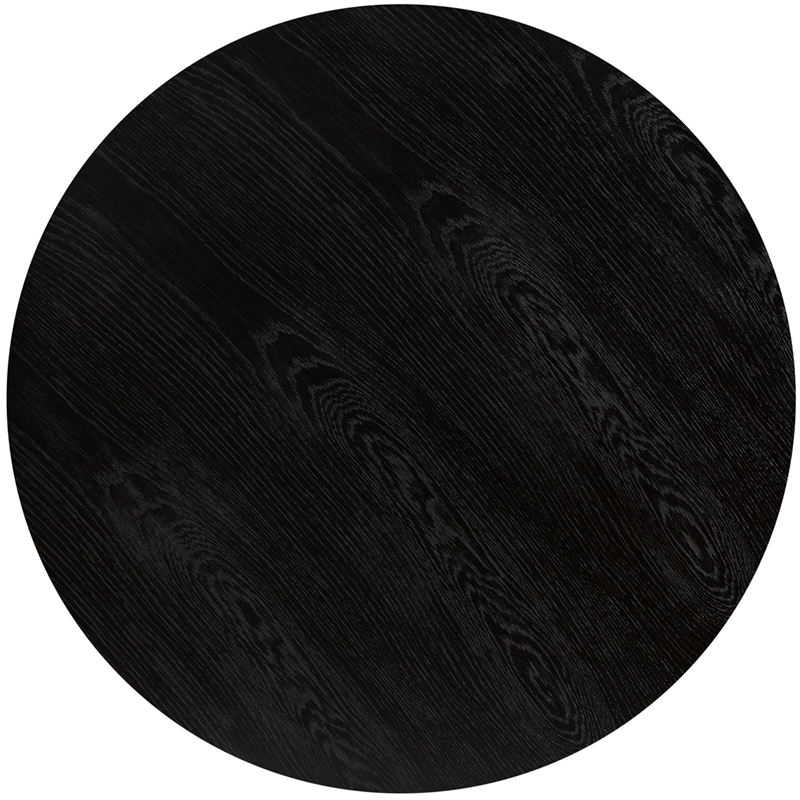 Armen Living Sylvie Round Mid Century Wood Coffee Table in Brushed Oak/Espresso
