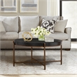 Armen Living Sylvie Round Mid Century Wood Coffee Table in Brushed Oak/Espresso