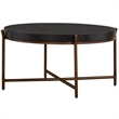 Armen Living Sylvie Round Mid Century Wood Coffee Table in Brushed Oak/Espresso