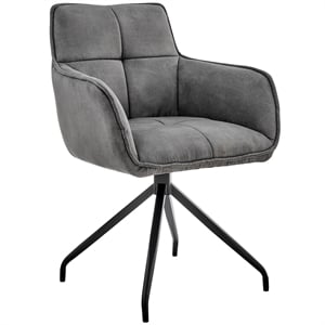 Armen Living Noah 19&quot Velvet & Metal Dining Chair in Charcoal/Stainless Steel