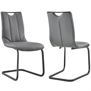 Armen Living Pacific 20&quot Faux Leather Dining Chair in Gray/Black