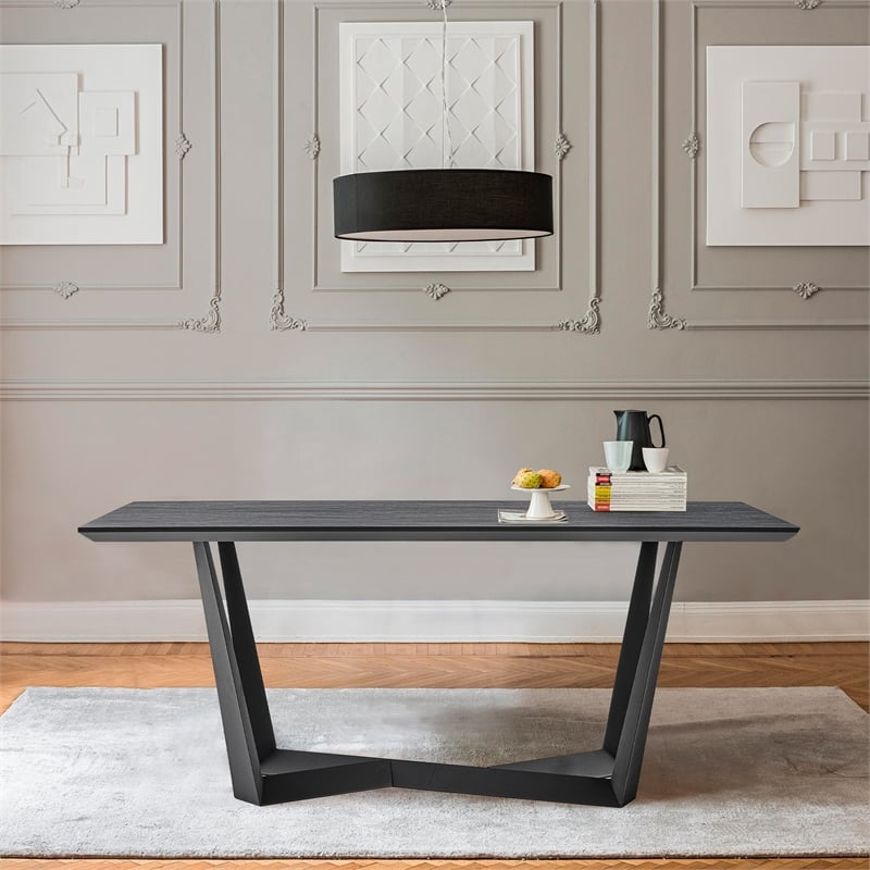 Armen Living Radford Modern Metal & Wood Dining Table in Charcoal/Black