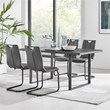 Armen Living Fenton 5-Piece Faux Leather & Metal Dining Set in Gray