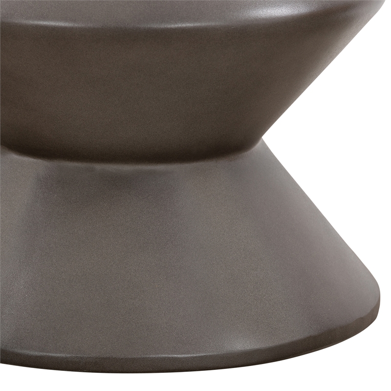 Armen Living Lizzie Modern Stone Indoor Outdoor Accent Stool End Table in Gray