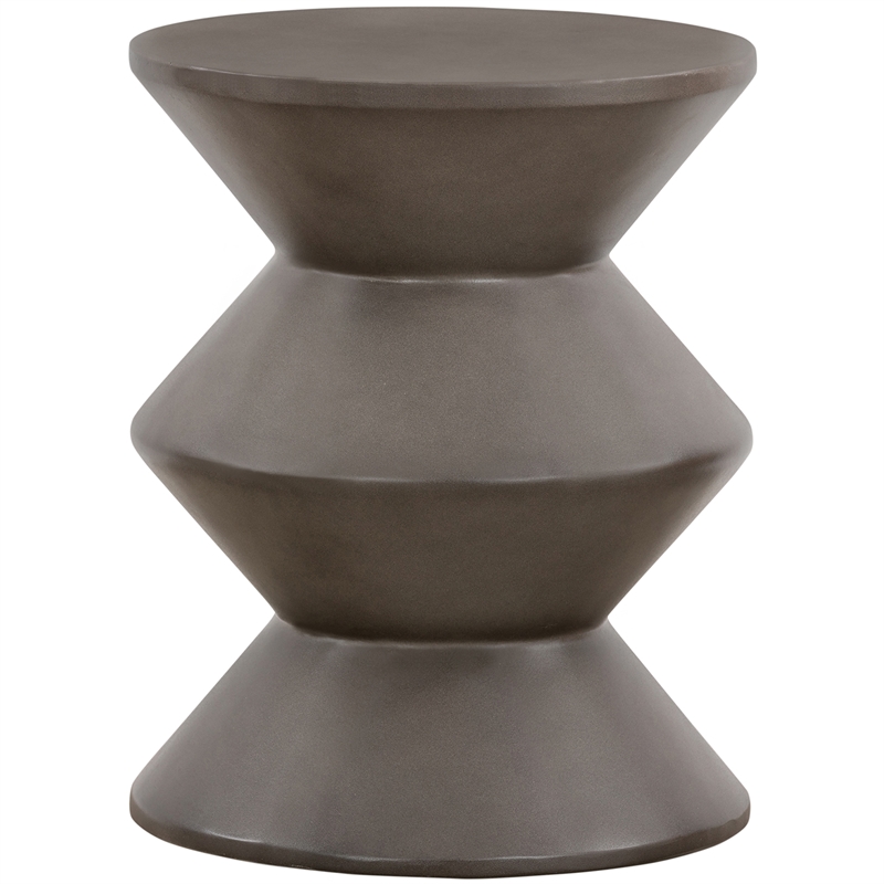 Armen Living Lizzie Modern Stone Indoor Outdoor Accent Stool End Table in Gray