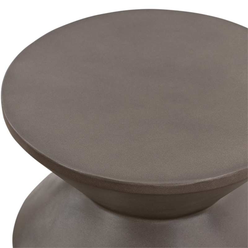 Armen Living Lizzie Modern Stone Indoor Outdoor Accent Stool End Table in Gray
