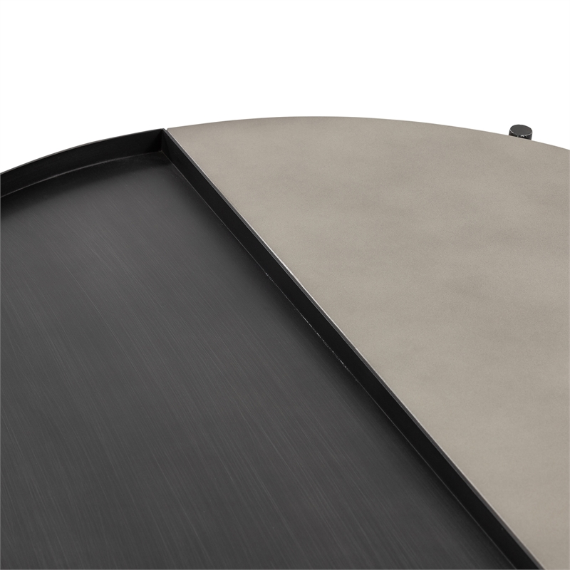 Armen Living Dua Round Modern Metal Coffee Table in Espresso/Black