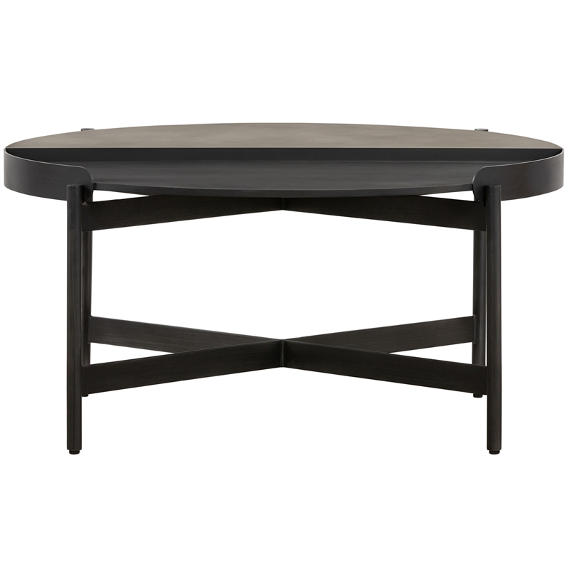 Armen Living Dua Round Modern Metal Coffee Table in Espresso/Black