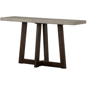 Armen Living Elodie Rectangle Modern Stone Console Table in Gray/Oak