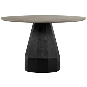 Armen Living Revival Round Contemporary Wood Dining Table in Black/Gray
