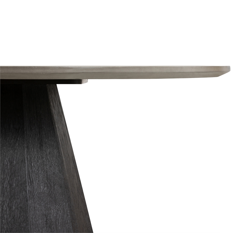 Armen Living Revival Round Contemporary Wood Dining Table in Black/Gray