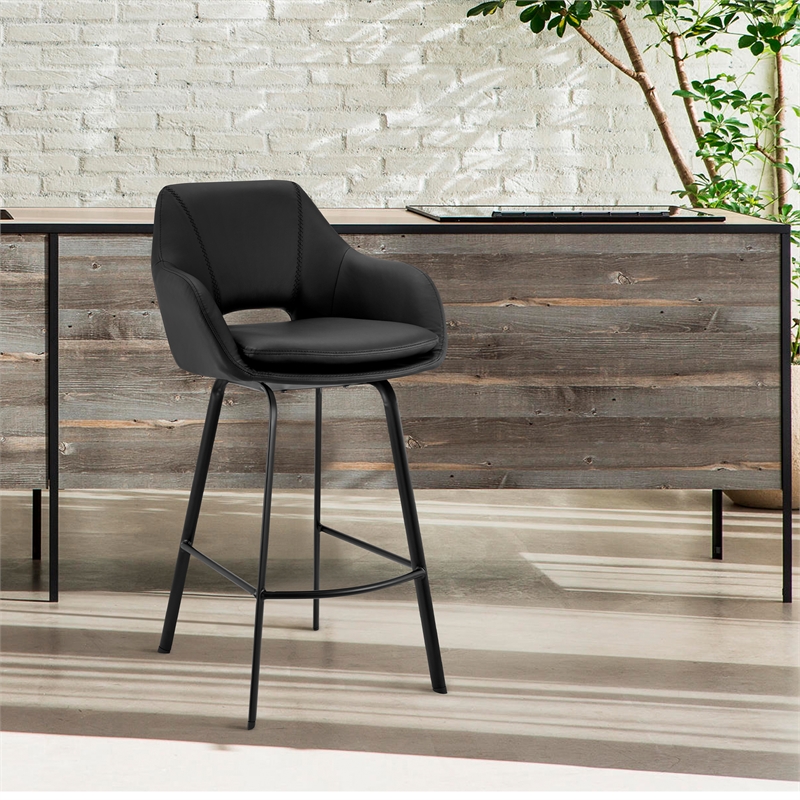 Armen Living Aura Black Faux 30