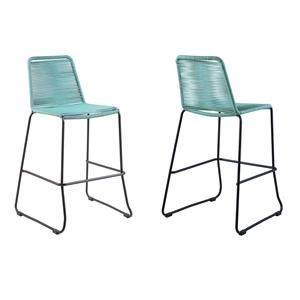 Armen Living Shasta 30&quot Metal Outdoor Barstool in Wasabi Green (Set of 2)