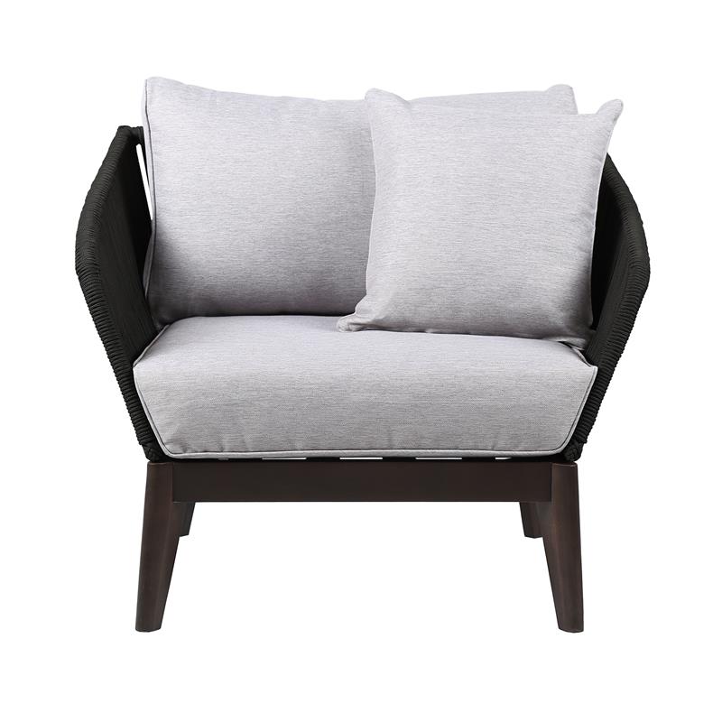Armen Living Athos Modern Wood Outdoor Club Chair in Dark Brown/Gray