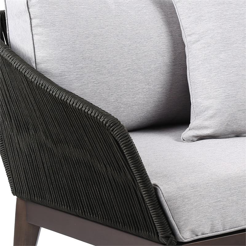 Armen Living Athos Modern Wood Outdoor Club Chair in Dark Brown/Gray