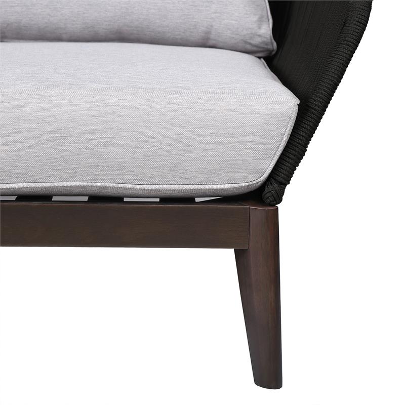 Armen Living Athos Modern Wood Outdoor Club Chair in Dark Brown/Gray