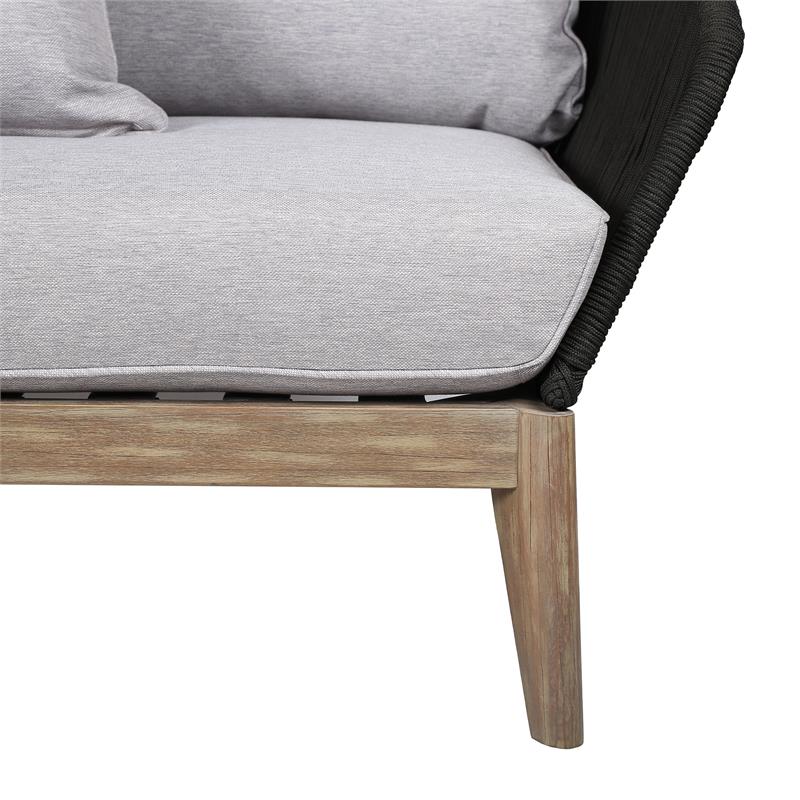Armen Living Athos Outdoor Modern Wood & Fabric Club Chair in Black/Gray