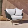 Armen Living Athos Outdoor Modern Wood & Fabric Club Chair in Black/Gray