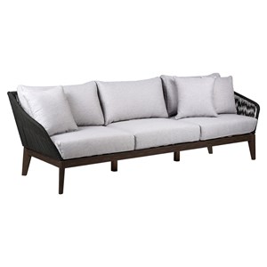 Armen Living Athos Outdoor Modern Fabric 3 Seater Sofa in Dark Brown/Gray
