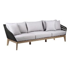 Armen Living Athos 3-Seater Modern Wood Outdoor Sofa in Natural/Gray