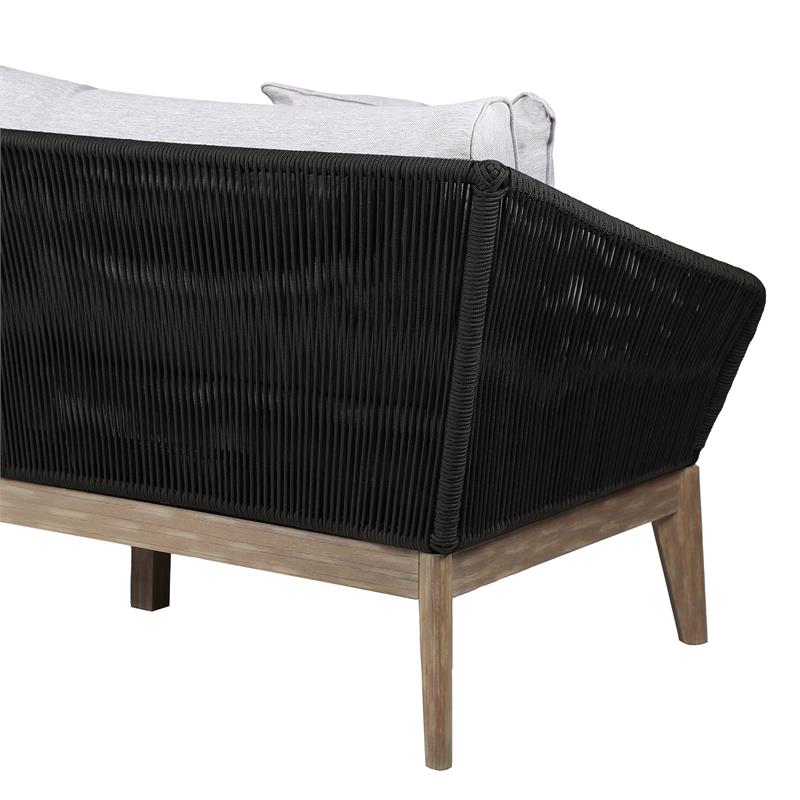 Armen Living Athos 3-Seater Modern Wood Outdoor Sofa in Natural/Gray