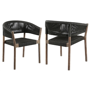 Armen Living Doris 18&quot In-Outdoor Fabric Dining Chair in Charcoal (Set of 2)