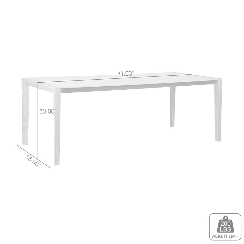 Armen Living Fineline Outdoor Rectangle Wood Dining Table in Natural/Gray