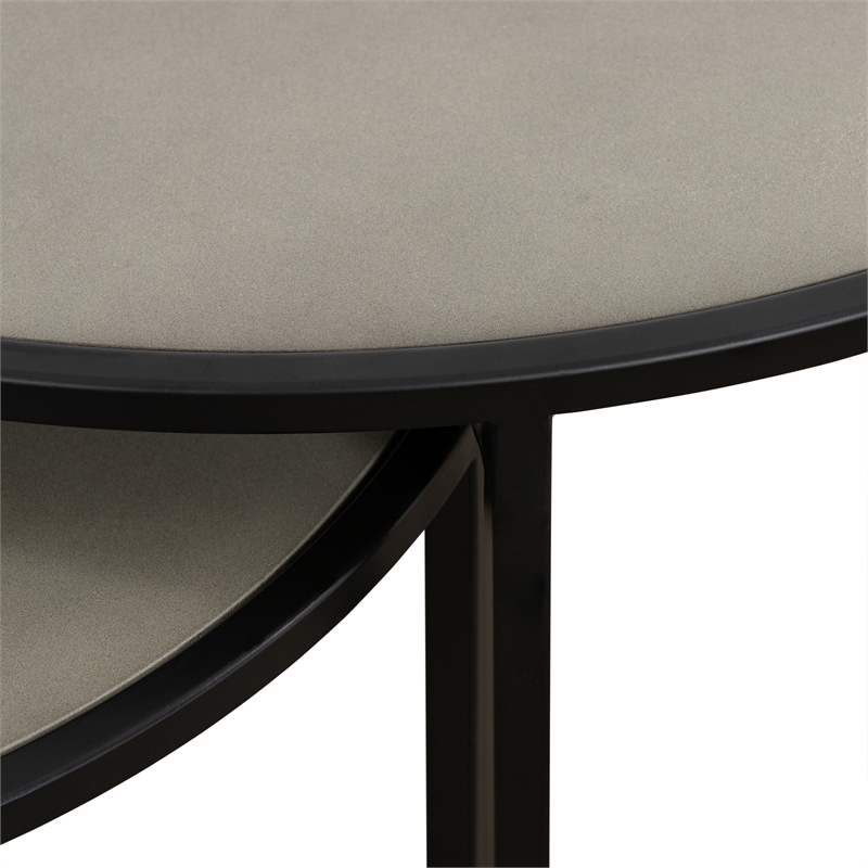 Armen Living Rina 2-Piece Metal/Concrete Nesting Coffee Table Set in Gray/Black