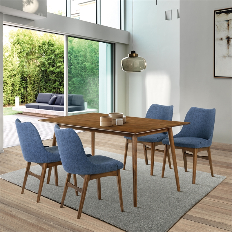 Armen Living Westmont and Azalea 5-Piece Modern Wood Dining Set in Brown/Blue