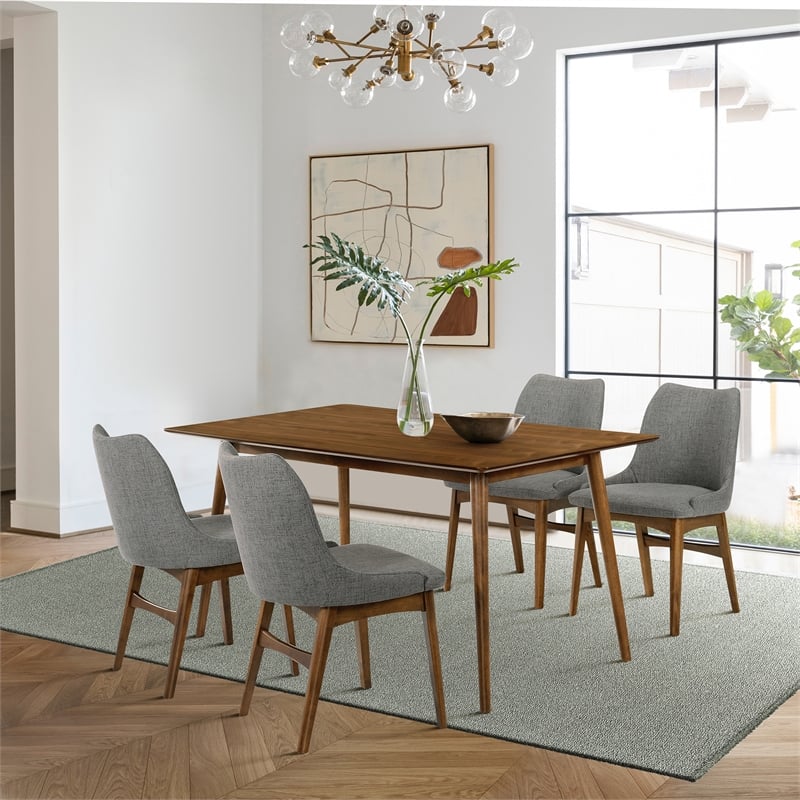 Armen Living Westmont and Azalea 5-Piece Fabric Dining Set in Charcoal/Walnut