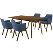 Armen Living Westmont and Renzo 5-Piece Modern Wood Dining Set in Blue/Brown