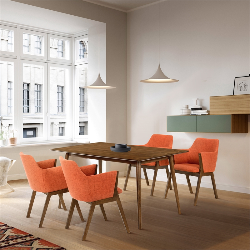 Armen Living Westmont and Renzo 5-Piece Modern Wood Dining Set in Orange/Brown
