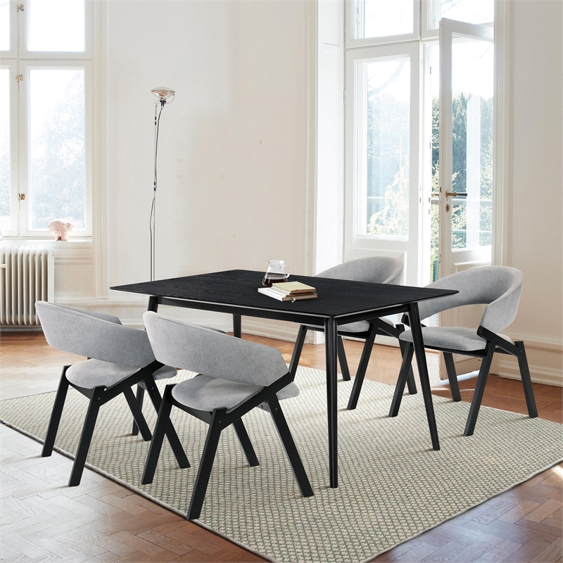 Armen Living Westmont and Talulah 5-Piece Modern Wood Dining Set in Gray/Black