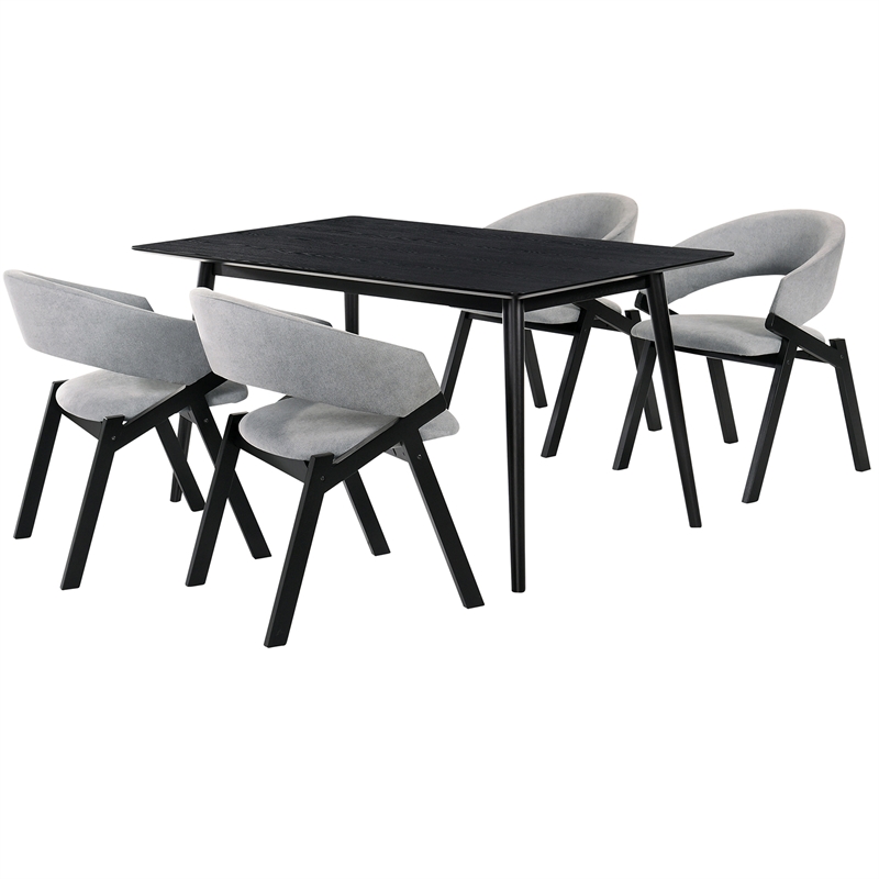Armen Living Westmont and Talulah 5-Piece Modern Wood Dining Set in Gray/Black