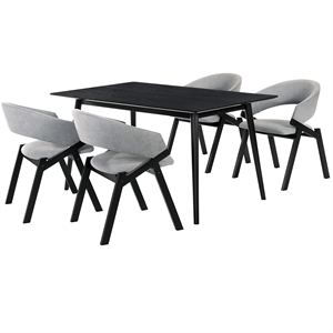 Armen Living Westmont and Talulah 5-Piece Modern Wood Dining Set in Gray/Black