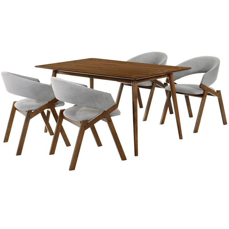 Armen Living Westmont and Talulah 5-Piece Modern Wood Dining Set in Gray/Brown