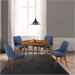 Armen Living Arcadia and Azalea 5-Piece Round Wood Dining Set in Blue/Brown