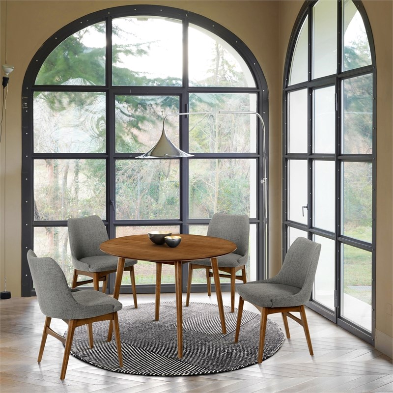 Armen Living Arcadia and Azalea 5-Piece Round Wood Dining Set in Charcoal/Brown