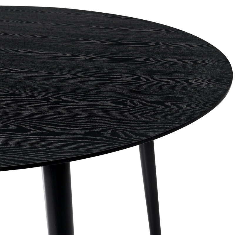 Armen Living Arcadia and Renzo Round 5-Piece Wood Dining Set in Gray/Black