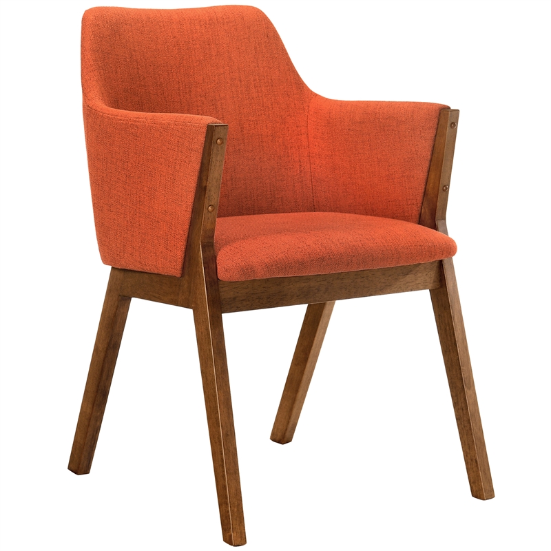 Armen Living Arcadia and Renzo Round 5-Piece Wood Dining Set in Orange/Brown