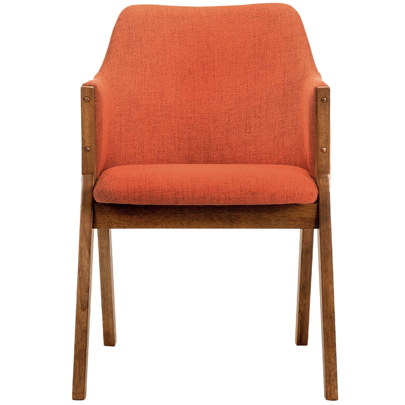 Armen Living Arcadia and Renzo Round 5-Piece Wood Dining Set in Orange/Brown