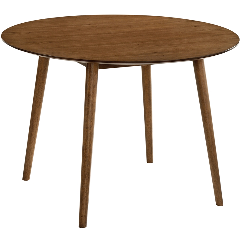 Armen Living Arcadia and Renzo Round 5-Piece Wood Dining Set in Orange/Brown
