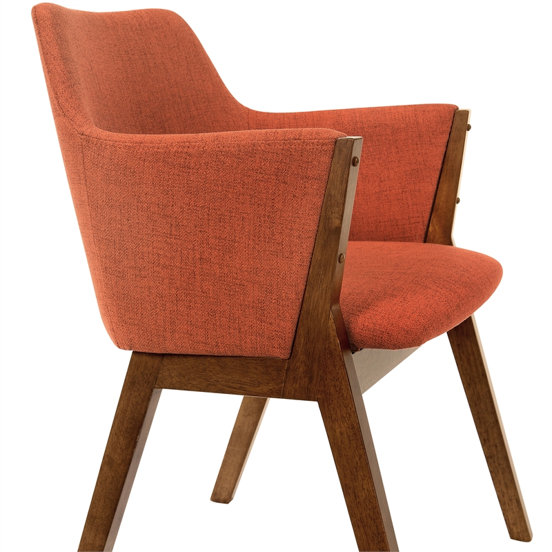 Armen Living Arcadia and Renzo Round 5-Piece Wood Dining Set in Orange/Brown