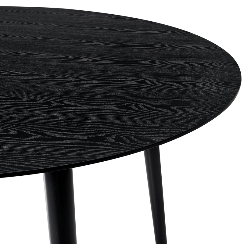 Armen Living Arcadia and Talulah Round Wood 5-Piece Dining Set in Gray/Black