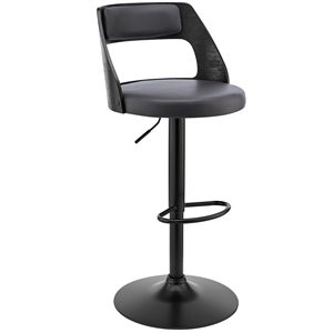 Armen Living Itzan 25-33&quot Faux Leather/Wood Swivel Bar Stool in Gray/Black