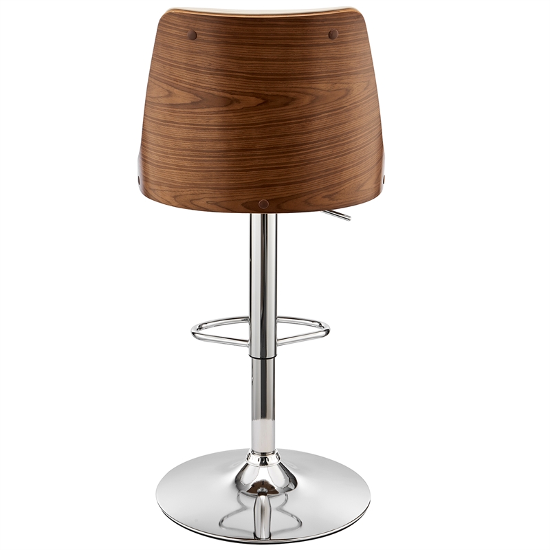 armen living jacob 25-33&quot faux leather/wood swivel bar stool in cream/walnut