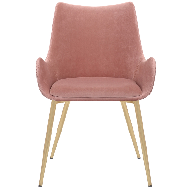 armen living 18&quot modern fabric & metal dining room chair in pink/gold