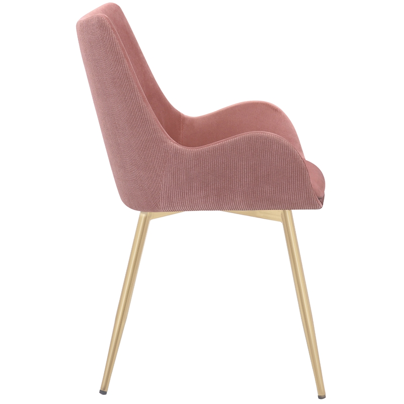 armen living 18&quot modern fabric & metal dining room chair in pink/gold